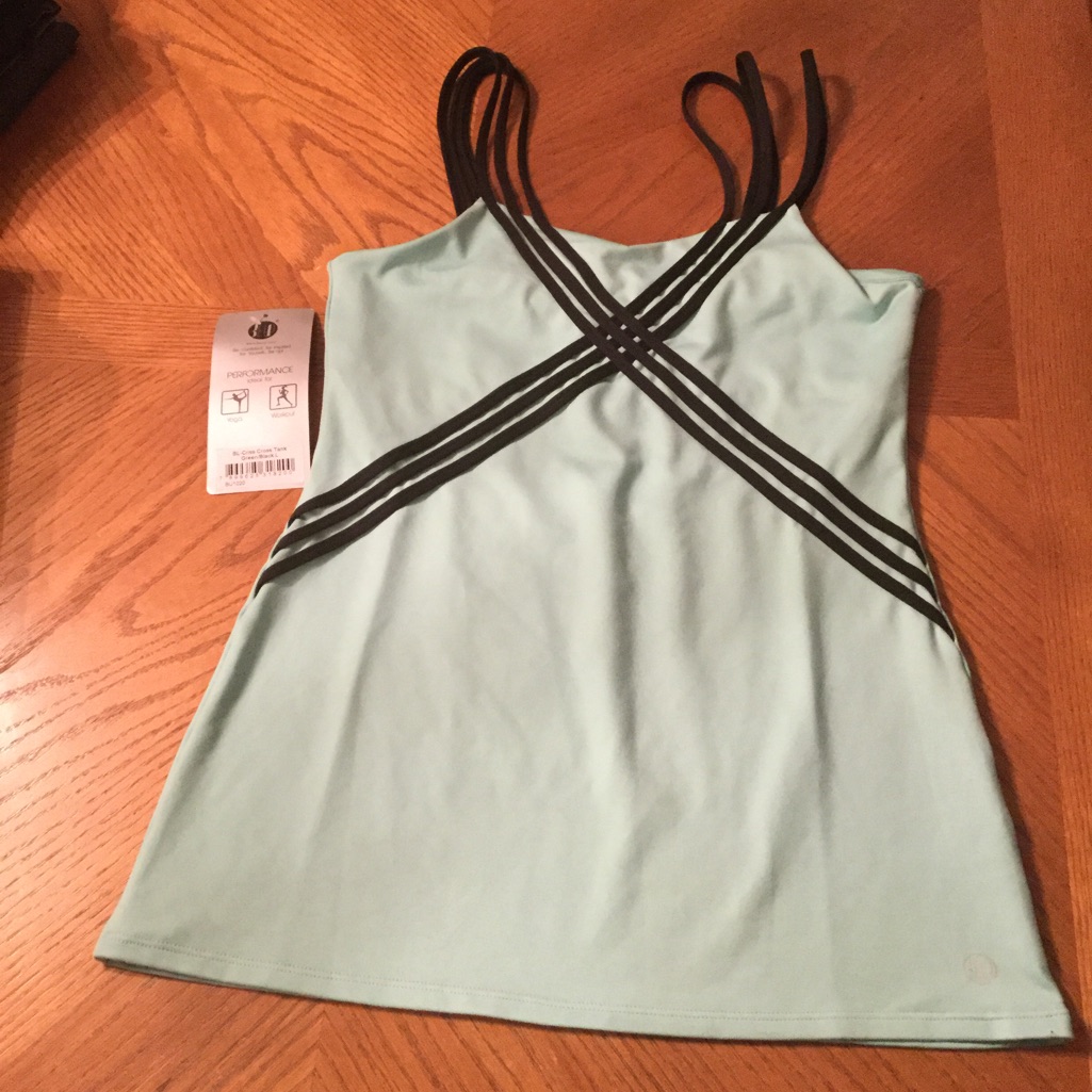 Brand New BlCriss Cross Tank GreenBlack Large